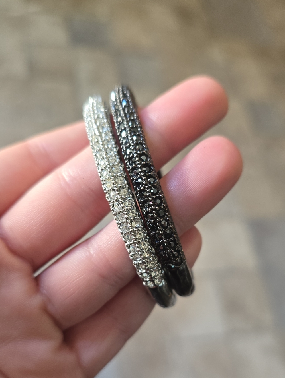 Lia Sophia Glitterati Hinged Bangle Bracelets - Set of 2
